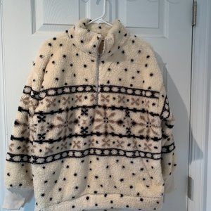 LOFT FAIR ISLE SHERPA ZIP SWEATSHIRT (SIZE MEDIUM)
